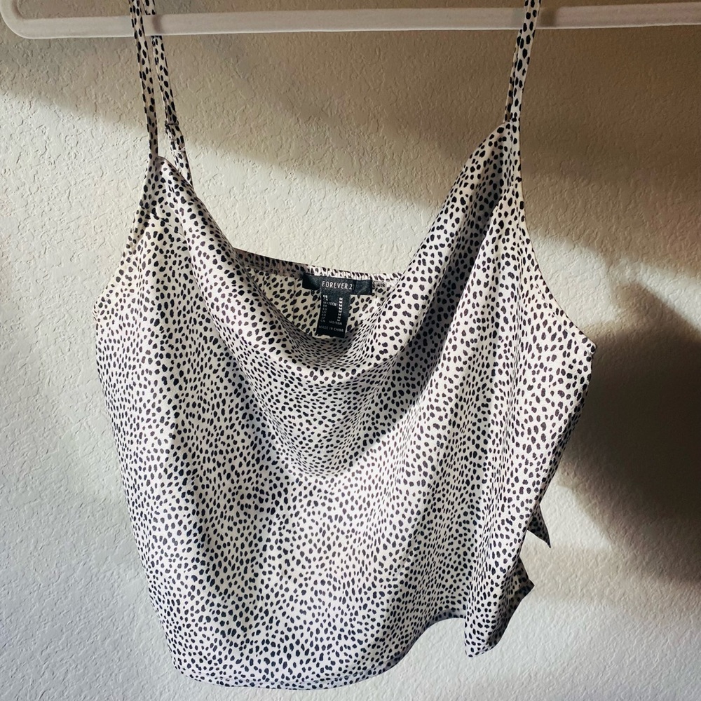 Forever 21 Dot Silk Draped Tank